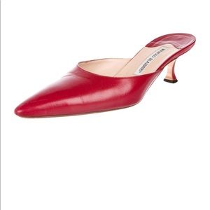 *SOLD* Manolo Blahnik Leather Mules Kitten Heels